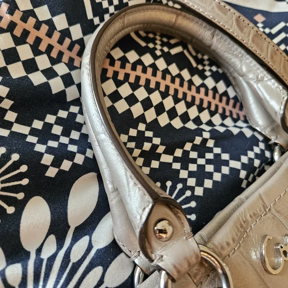 Coach Croc Pattern Metallic Silver Bag - Picture 6 of 13